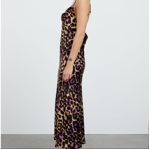 Brand new ZARA Satin Effect Leopard Print Midi Slip Dress - Picture 7 of 9